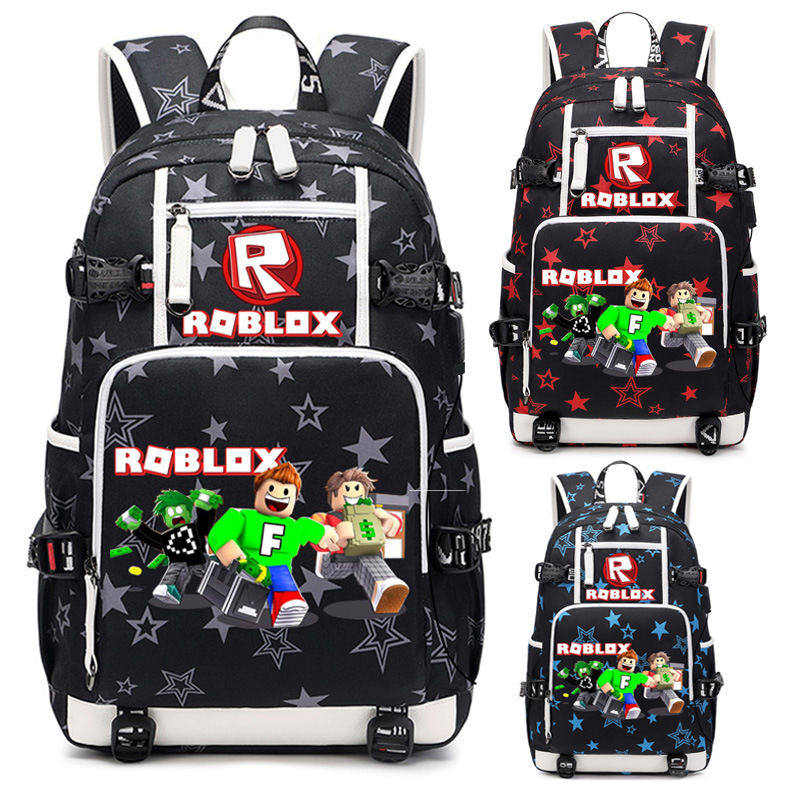 2024ROBLOX游戏周边帆布书包背包初中生小学生书包男女双肩包电脑