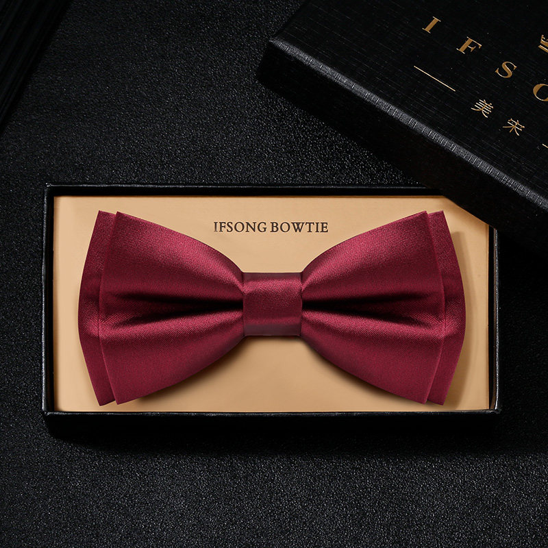 男士新郎结婚伴郎领结高档西装红色纯色蝴蝶结婚礼男个性时尚黑色