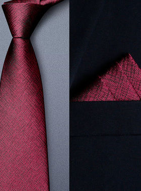 红色领带结婚新郎男士正装手打商务拉链式免打结高端订婚西装婚礼