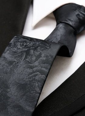 男士领带正装灰色复古商务正装中国风高级感个性花纹手打职业宴会