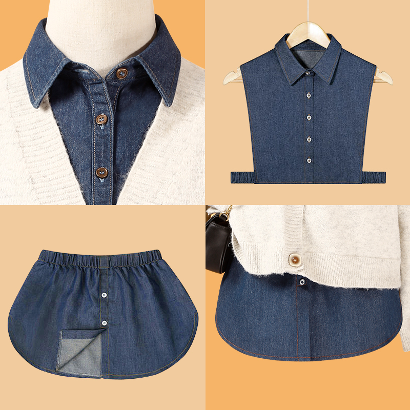 牛仔假领子大码领口装饰百搭女高