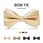 蝴蝶结纯色时尚 高档男士 领结新郎结婚西服正装 香槟色仿手打