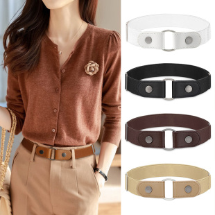 弹力皮带男潮 牛仔裤 2026新款 女士松紧腰带懒人收腰神器可调节女款