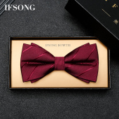 领带免打结套装 红领结婚礼男新郎结婚西装 蝴蝶结高端订婚伴郎男士