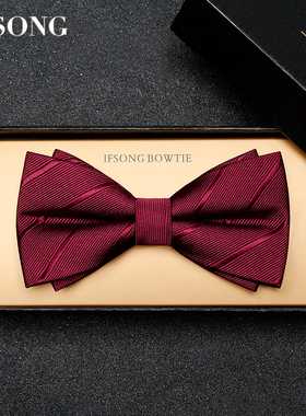 红领结婚礼男新郎结婚西装蝴蝶结高端订婚伴郎男士领带免打结套装