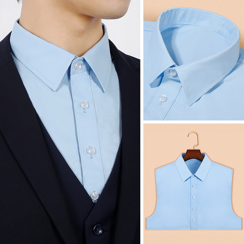 男士白色衬衫假领子棉百搭蓝色