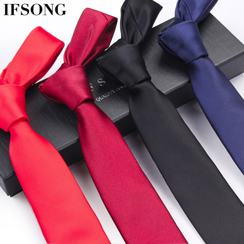 ifsong领带女学院风 学生韩版黑色职业时尚红色装饰工作女士领带