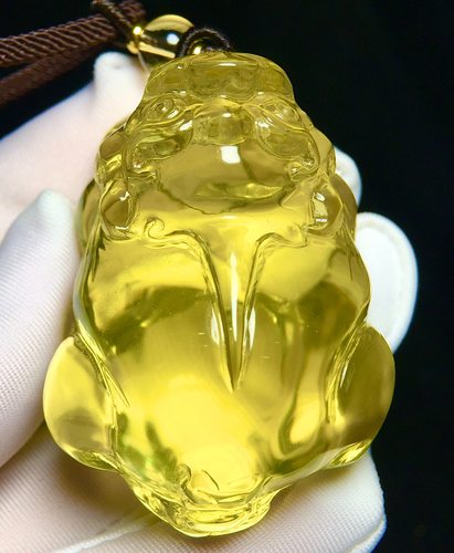 正品天然巴西黄水晶貔貅吊坠项链男女款毛衣链挂件饰品礼物男女款