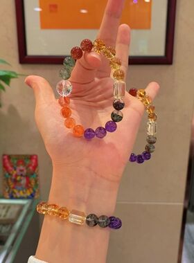 正品天然水晶多宝手链手串男女款时尚复古个性饰品大气饰品