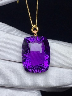 正品天然紫水晶永恒之心吊坠项链18k金女款毛衣链挂件饰品礼物送