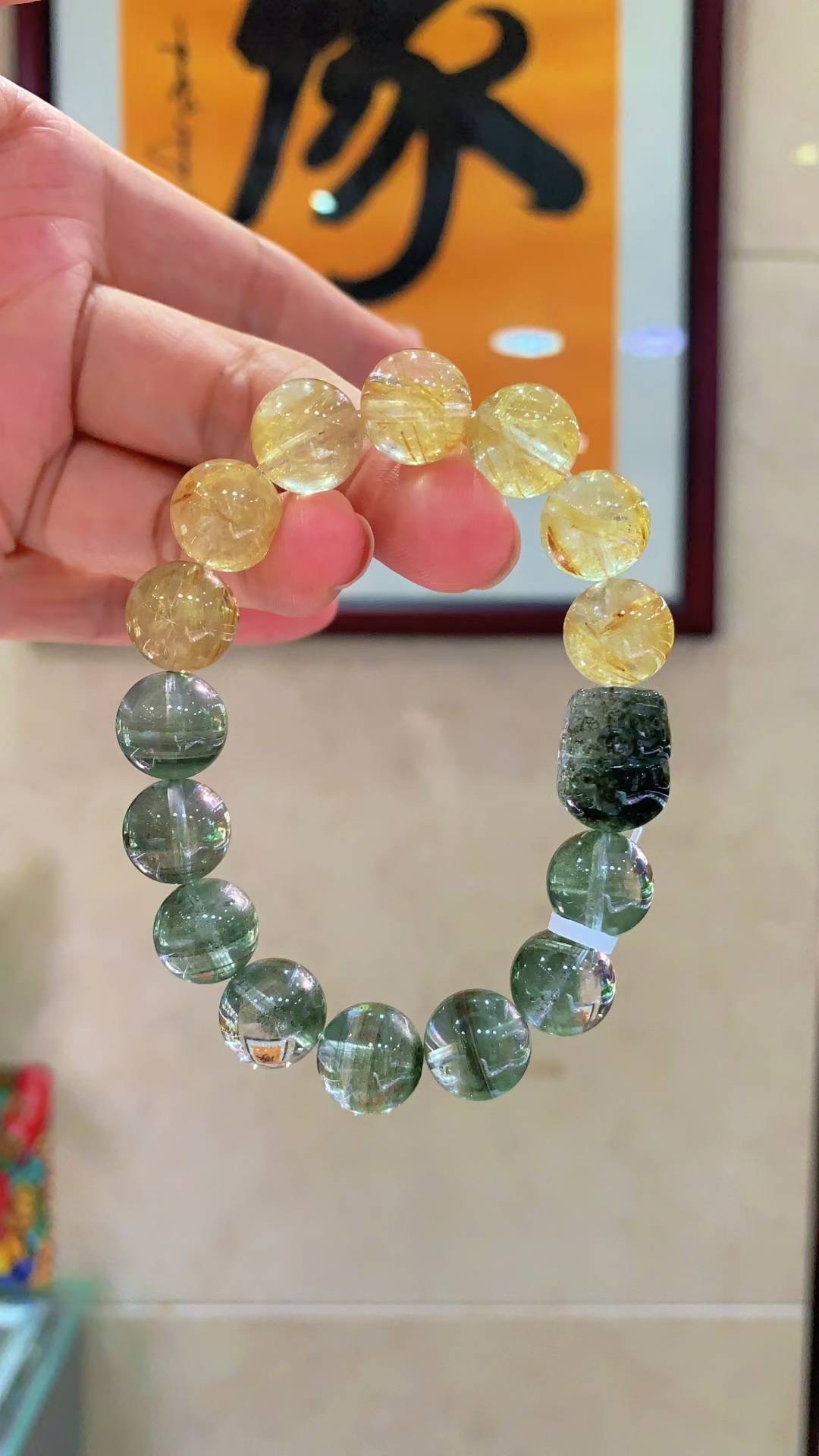 正品天然绿幽灵发晶多宝手串手链大颗粒新中式水晶手链送闺蜜礼物
