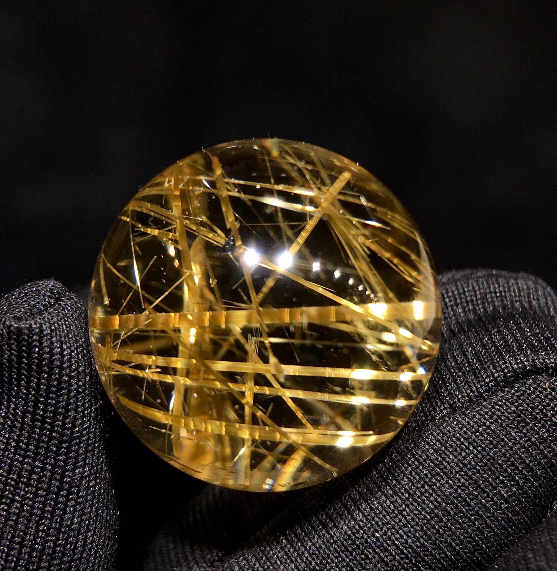 正品天然金发晶单珠圆珠男女款单珠圆珠金发晶吊坠项链挂坠饰品