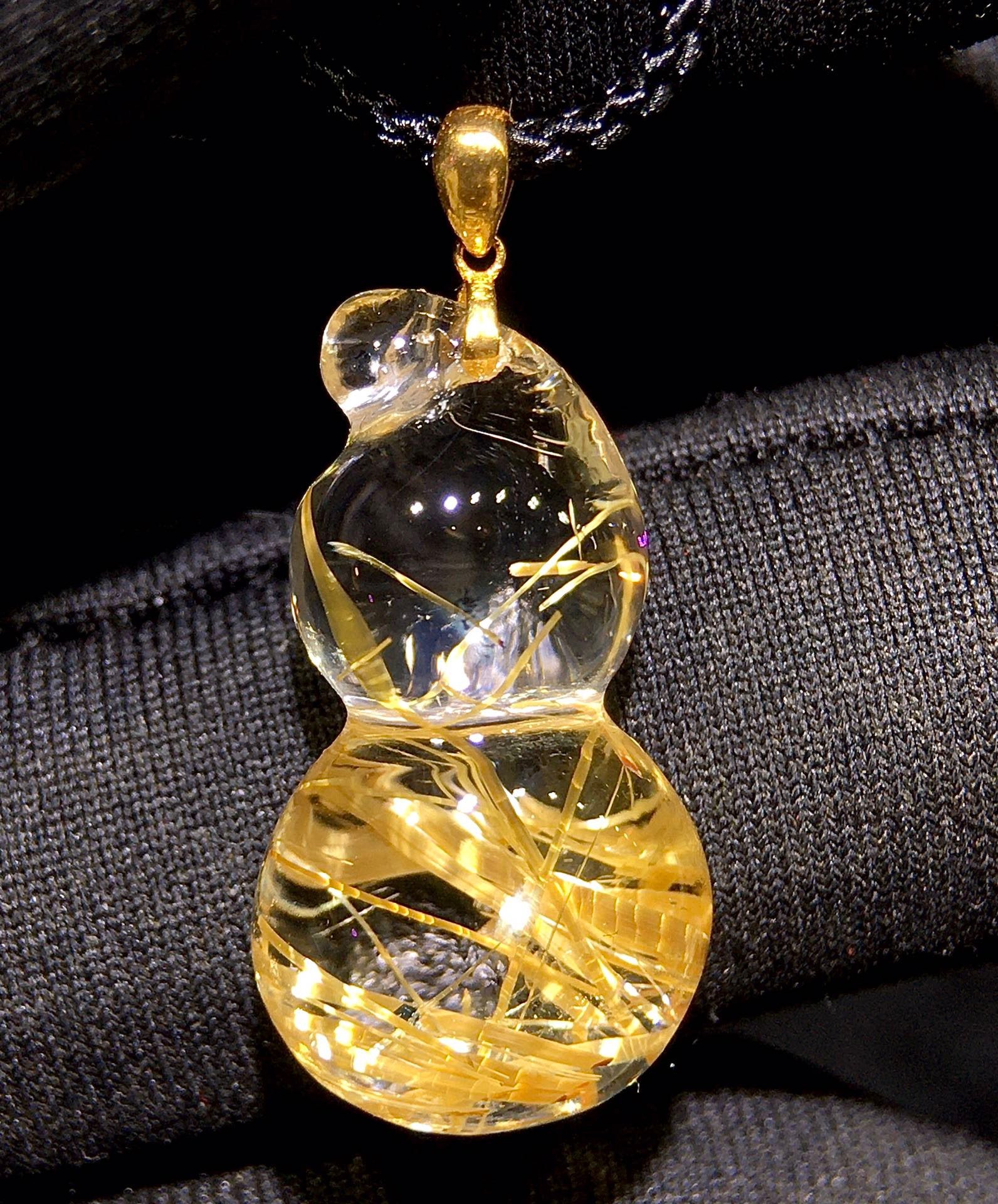 正品天然钛晶葫芦吊坠项链18k金男女款毛衣链挂件饰品礼物送礼饰,饰品/流行首饰/时尚饰品新,颈饰,淘宝优惠券,粉丝福利购,淘宝优惠卷