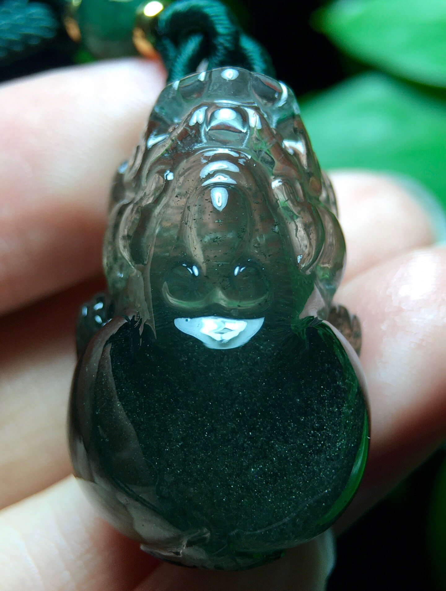 正品天然绿幽灵聚宝盆貔貅吊坠男女款项链毛衣链挂件礼物大气上