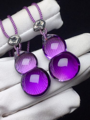 正品天然紫水晶葫芦吊坠项链男女款毛衣链挂件饰品礼物男女款大气