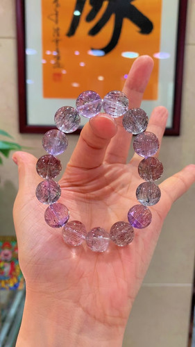 一念七宝正品天然超七手链紫水晶手串超七水晶招财手链水晶手串