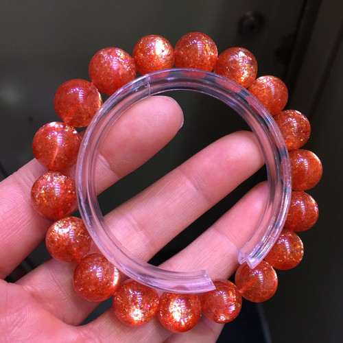 一念七宝天然金太阳石手链女日光石金草莓晶手串冰种金沙水晶饰品