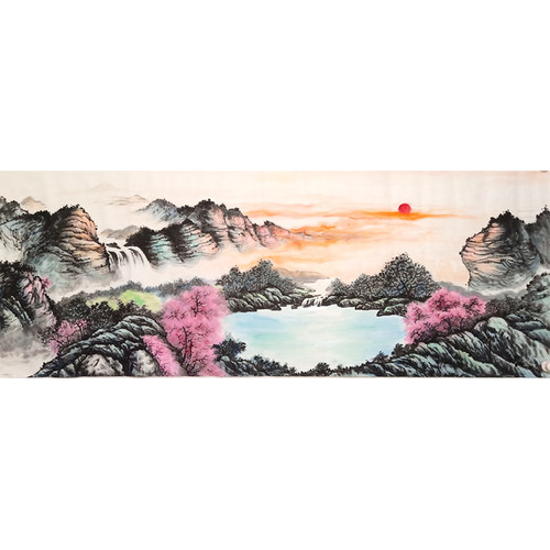 手绘山水画写意鸿运当头