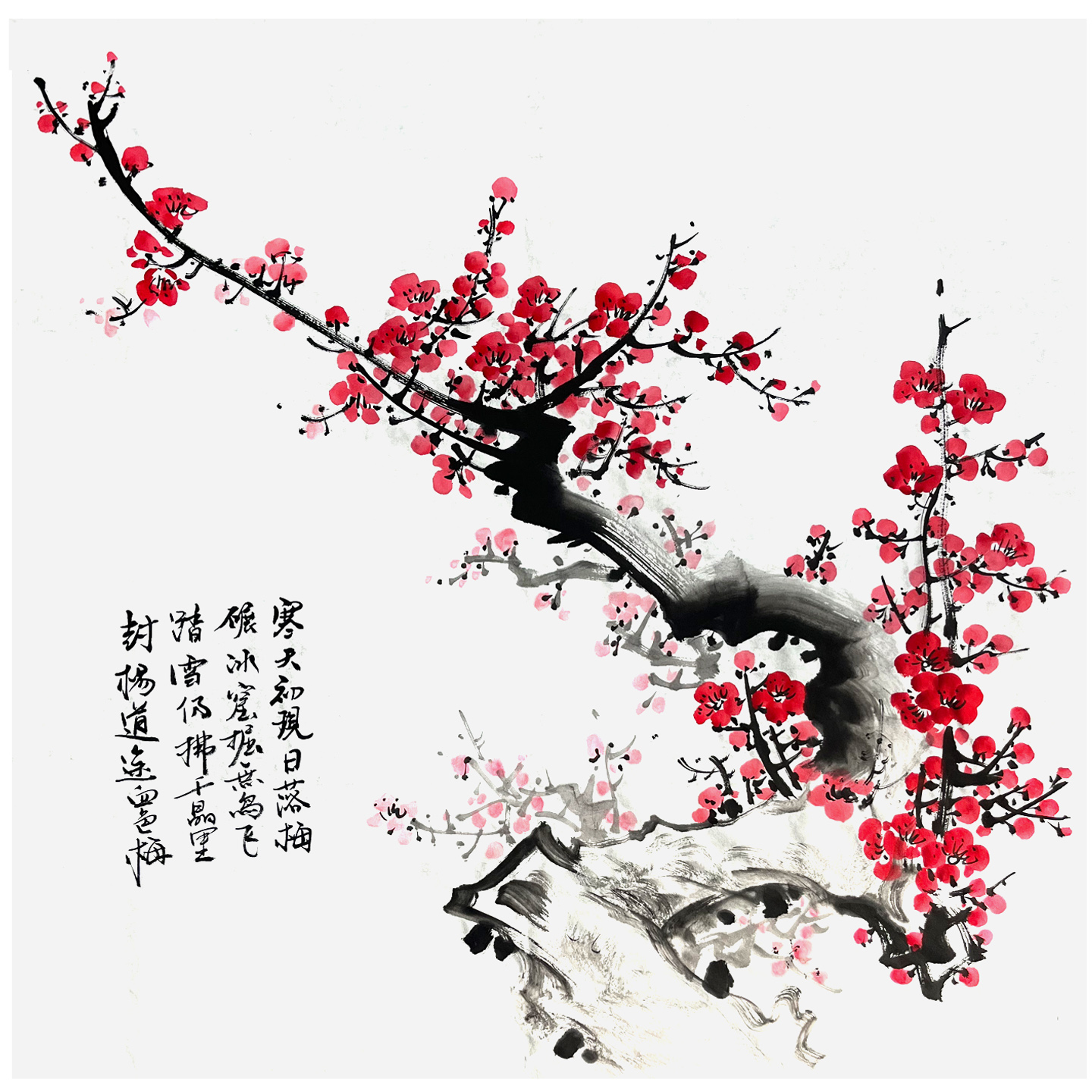 国画纯手绘梅花真迹字画 装饰画 客厅办公室书房高级感挂画水墨画图片
