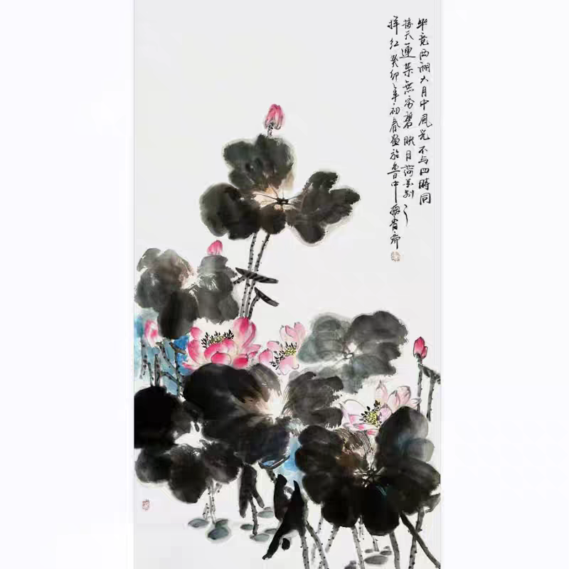 国画代画廉洁作品荷花图纯手绘大写意花鸟水墨画真迹定制小品画芯
