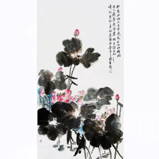 国画代画廉洁作品荷花图纯手绘大写意花鸟水墨画真迹定制小品画芯
