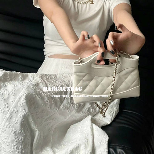 小香风油蜡皮菱格链条手提包nano