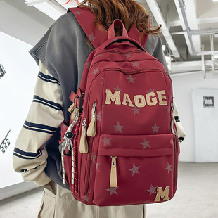 初中书包女韩版男生减压减负背包高中生大容量五角星学院风双肩包