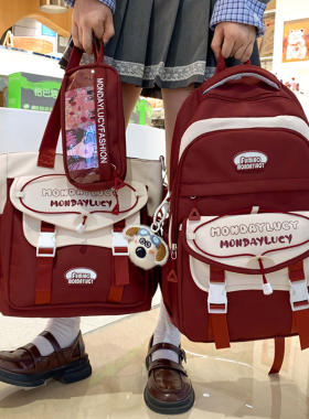 书包女初中生ins百搭高中小学生轻便减负背包高颜值学院风双肩包