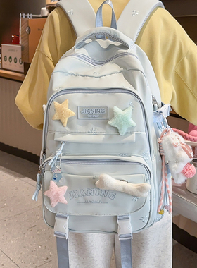 小清新书包女生初中生韩版森系百搭蝴蝶结双肩包高中生小学生背包