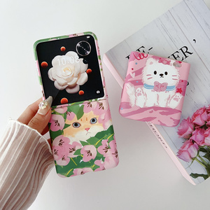 适用小米MIXFlip手机壳in韩风卡通猫咪magicvflip保护套荣耀MagicVFlip创意个性摩托罗拉Razr50 Ultr保护套5G