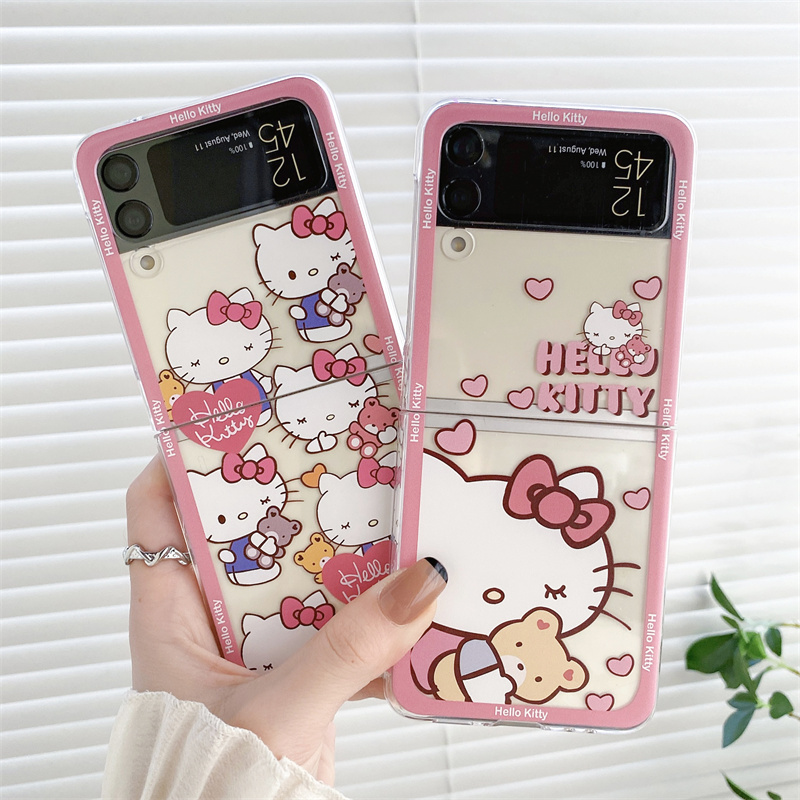 日系可爱猫咪适用三星galaxyZFlip3手机壳ZFlip4卡通ZFold3/2硬壳