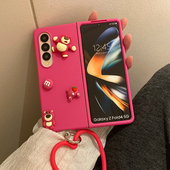 INS日韩立体卡通草莓熊适用三星galaxyZFOLD6手机壳ZFold7创意fold4 3个性 zfold5折叠zfold2手环w22保护套w21