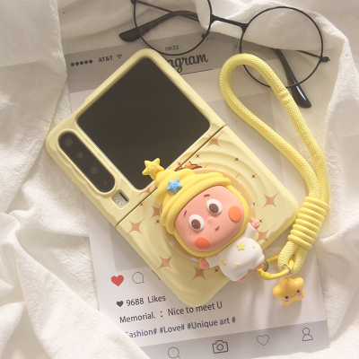 适用华为Purax手机壳ins日韩立体卡通可爱星星人pocket2小米MIXFlip2荣耀vflip磁吸支架oppofindn3flip保护套