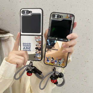 4壳w24flip 补妆镜zflip5折叠屏壳手链zflip3 ins镜面卡通米奇适用三星galaxyzflip7手机壳新款 zflip6创意个性