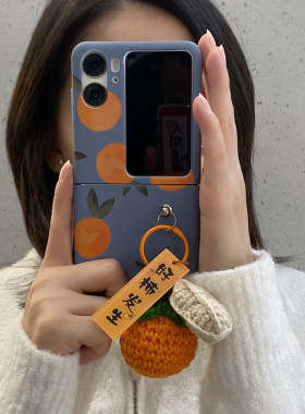 OPPOFindN3Flip手机壳INS简约柿子oppo折叠屏find n3lip磨砂肤感硬壳n2flip创意个性毛绒柿子N3 Flip保护套5G