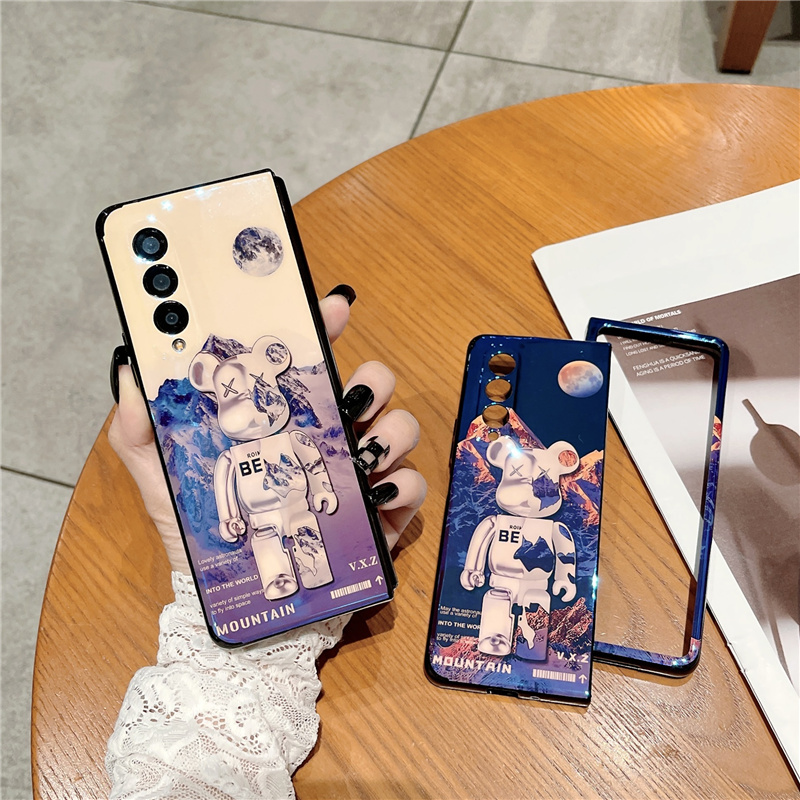 卡通暴力熊蓝光适用三星galaxy Z Fold3手机壳W22硅胶Fold3软套潮