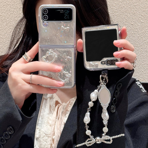 适用Galaxy三星Zflip6手机壳ins韩系闪砖立体卡通KT猫zflip5翻盖zflip4手链flip3/w24flip保护套创意个性女款