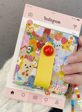 适用华为pocket2手机壳ins韩系卡通动物园pocket S翻盖OPPOFInd3flip手链指环扣vivoXflip保护套n2flip硬壳韩