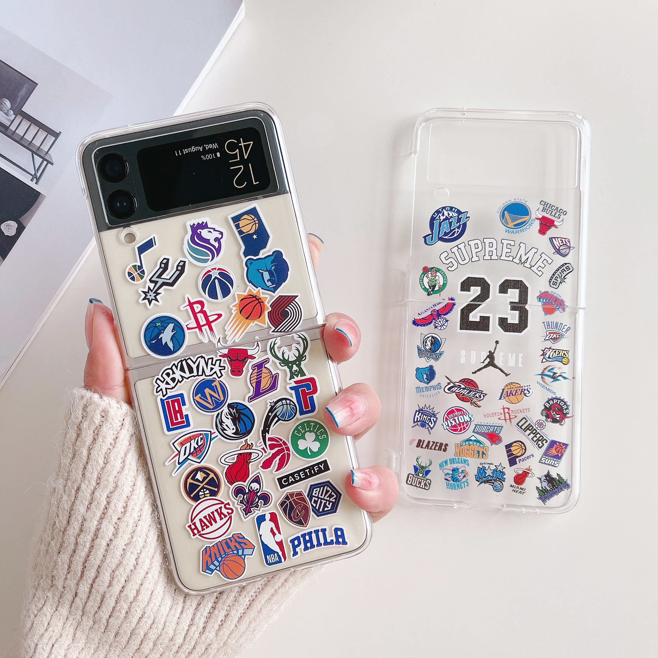 NBA篮球标签适用三星galaxyZFlip3手机壳ZFlip5G套SM-F7110保护套