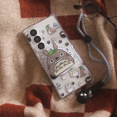 适用Galaxy三星ZFold7手机壳ins韩系可爱卡通龙猫ZFold5保护套手链W24磁吸支架全包zfold6双层折叠Zfold4硬壳