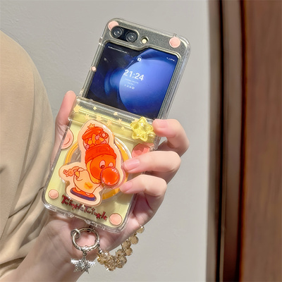 适用三星galaxyzflip6手机壳ins韩系星星人Flip5保护套磁吸卡通支架F7410全包带铰链w24flip保护套zflip6套女