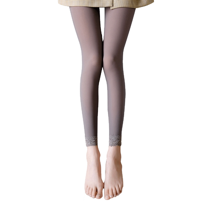 秋冬假透肉打底裤一体无缝空姐灰