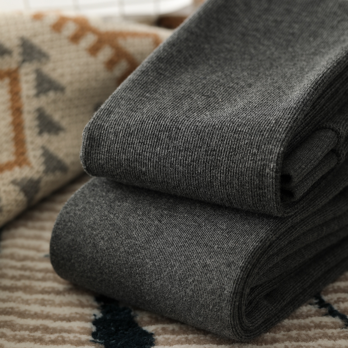 秋冬加绒加厚连裤袜女秋冬薄绒保暖微压显瘦螺纹灰色踩脚打底裤袜