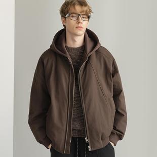 D7K设计分割羽绒服夹克男2025冬装 防寒防风连帽羽绒外套拉链 新款