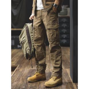春秋重磅加厚复古美式直筒工装裤男士硬汉裤子长裤伞兵休闲裤男款
