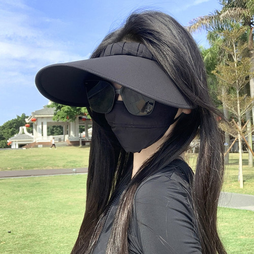 空顶大帽檐发箍式防晒帽女冰丝