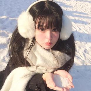 毛毛耳罩女冬季2024新款白色毛绒保暖防风耳包防寒加厚可折叠耳套