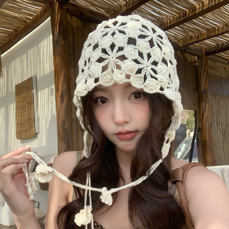 2025新款镂空钩针针织帽包头帽