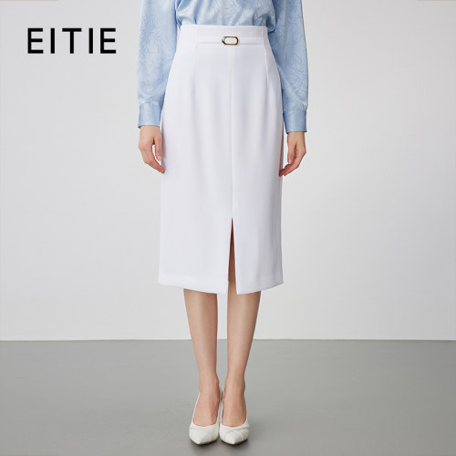 【设计总监然姐】EITIE爱特爱通勤开叉职业OL显瘦纯色半身裙春款