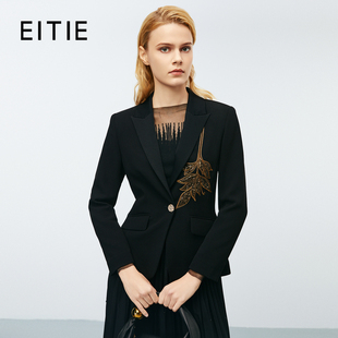 【设计总监然姐】EITIE爱特爱高级感醋纤收腰刺绣通勤西装外套
